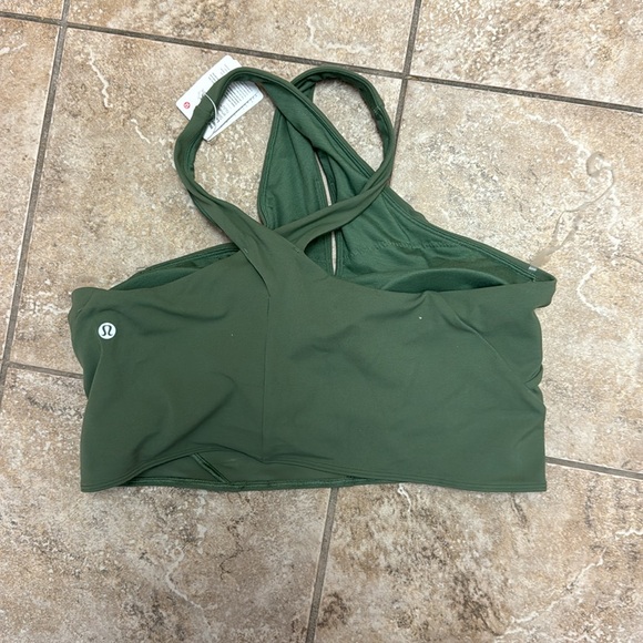 NWT Lululemon Nulu wrap-front long line sports bra cross cross straps green 14 - Picture 5 of 11